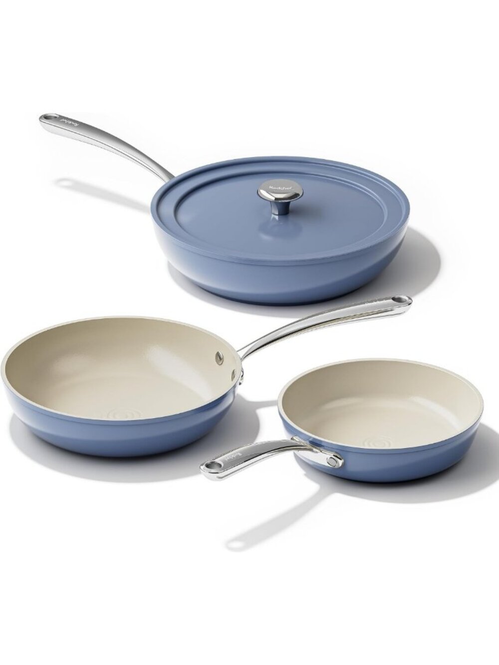 4-Piece Nonstick Ceramic Frying Pan Set with Lids - Versatile Cookware Skillets